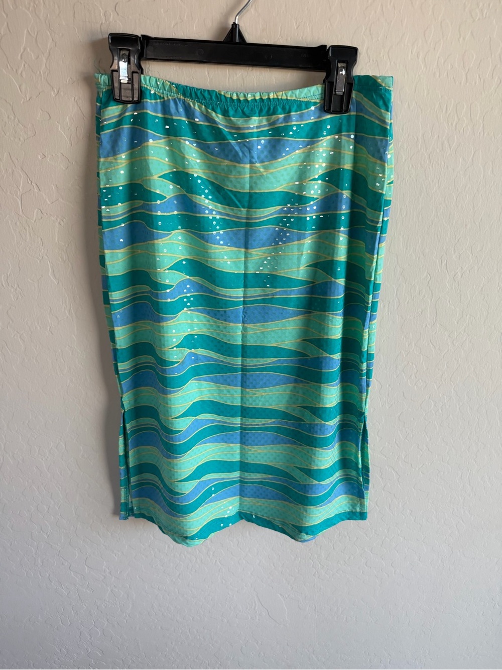 Shes USA Y2K Vintage Womens Skirt Size M 90s Mermaid Ocean Fairy Stretch Slits
